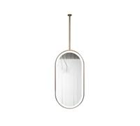 Specchio ovale sospeso bifacciale, specchio da toeletta girevole a 360°, illuminazione a LED, illuminazione a 3 colori, luminosità regolabile, adatto for uso domestico(Gold,50x90cm)