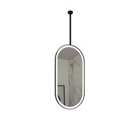 Specchio ovale sospeso bifacciale, specchio da toeletta girevole a 360°, illuminazione a LED, illuminazione a 3 colori, luminosità regolabile, adatto for uso domestico(Black,50x100cm)