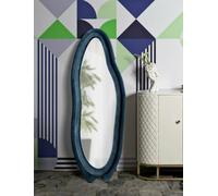 Specchio Pardo, Specchiera, Articolo d'arredo a Muro, Decorazione con Specchio, 40x4 h160 cm, Blu