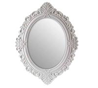 SPECCHIO PARETE OVALE CORNICE LEGNO BIANCO CLASSICO SHABBY CHIC MODERNO h5845cm