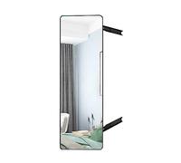 Specchio per armadio completamente scorrevole con design telescopico pieghevole integrato specchio nascosto per riflettere tutto il corpo, 110 x 35 cm, elegante finitura nera