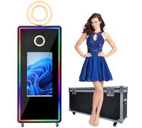Specchio per cabina fotografica da 165 cm, touch screen da 32 pollici, specchio magico per cabina fotografica, selfie con luce LED RGB, cornice per feste di nozze, eventi, noleggio con oggetti di
