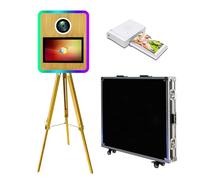 Specchio per cabina fotografica DSLR, macchina per selfie portatile, touch screen da 15,6 pollici, con mini PC, luci RGB, cornice per feste di nozze (macchina per foto e mini stampante)