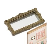 Specchio per casa giocattolo - resina 4,2 x 2,5 x 0,6 cm | Specchio per casa delle bambole, miniatura, classico, oro, argento, quadrato, intagliato, | modello di scena della vita per