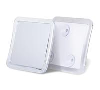 Specchio per Doccia Antiappannante con Tripla Ventosa - Specchio da Bagno in Plastica Infrangibile per Rasatura e Barba - Fogless Shower Mirror - 13,5cm x 13,5cm (Trasparente)