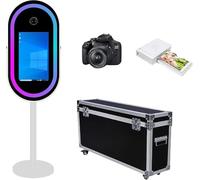Specchio per fotocamera DSLR, specchio magico portatile per fotocamera, touch screen, cabina fotografica da 21,5 pollici, cabina fotografica per feste e matrimoni (macchina bianca + fotocamera +