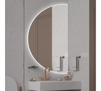 Specchio per il trucco a LED con design irregolare a mezza luna anti-appannamento, 3 opzioni di temperatura di colore, specchio da bagno 61 x 121,9 cm, perfetto per la routine quotidiana di bellezza