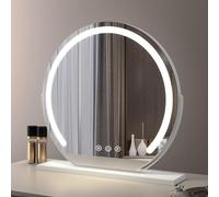 Specchio per il trucco a LED rotante a 360° con controllo touch, funzione di oscuramento illuminato, specchio Vani da tavolo bianco, perfetto per gli amanti del beau e i truccatori.