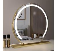 Specchio per Il Trucco con Illuminazione,L'Illuminazione può Essere Regolata,può Essere Ruotato di 360 °,con Interruttore Tattile Induttivo,per Camera da Letto E Spogliatoio (Color : Gold, Size : 60