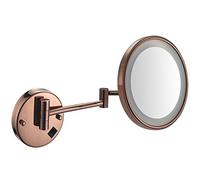 Specchio per il trucco con luci e ingrandimento 10X, specchio da bagno a parete con LED, girevole ed estensibile, in ottone, con USB, argento (con cablaggio fisso, oro rosa con cablaggio fisso)