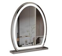 Specchio per il trucco con tre modalità di illuminazione a colori, A - ricaricabile e B - non ricaricabile. Due stili di specchio da trucco, cornice in metallo, design con controllo touch (B - argent