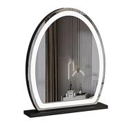 Specchio per il trucco con tre modalità di illuminazione a colori, A - ricaricabile e B - non ricaricabile, due stili di specchio da trucco, cornice in metallo, design con controllo touch (B - nero,