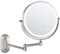 Specchio per il trucco da bagno, ingrandimento 1x/10x su entrambi i lati, girevole a 360°, estensibile