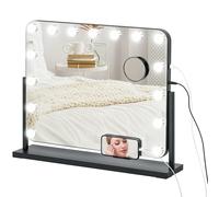 Specchio per il trucco Homcom Hollywood con luce 58X46 cm con 14 lampadine Nero