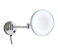Specchio per il trucco illuminato da 8,5 pollici, specchio ingranditore 3X / 5X / 7X / 10X con luce LED, specchio da trucco estensibile a parete per il bagno con spina interruttore, cromato, 10X