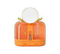 Specchio per il trucco intelligente, carino stile corna scatola portaoggetti per cosmetici LED dimmerabile continua ricaricabile specchio regolabile superficie regalo per fidanzata/donna (colore: