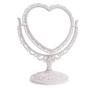 Specchio per Il Trucco Specchio cosmetico da Tavolo Girevole a Doppia Faccia a Forma di Cuore Beige.