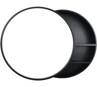 Specchio per Il Trucco Specchio per Il Bagno - Mobiletto Specchio per Il Bagno in Legno massello - Mobiletto con Specchio Rotondo Intelligente con Anta Aperta e ripiano Specchio da