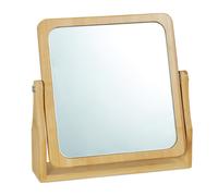 Relaxdays Specchio Trucco, Orientabile a 360°, Rettangolare, da Tavolo, per Truccarsi, HLP 27x26,5x7 cm, Bambù, legno