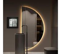 Specchio per trucco a LED, illuminato, anti-appannamento, semicerchio, con retroilluminazione dimmerabile a 3 colori, 40 x 80 cm, per trucco e toelettatura professionale, perfetto per gli appassionati