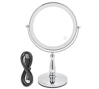 Specchio per trucco a LED Specchio a doppia faccia a doppia rotazione illuminata 3x Specchio d'ingrandimento in argento luminoso per i capelli di styling