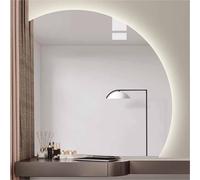 Specchio per trucco a mezza luna anti-appannamento, 101,6 x 101,6 cm, senza cornice, 71,1 x 71,1 cm, elegante decorazione per bagno e soggiorno, design elegante per spazi moderni