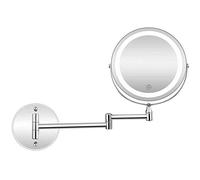 Specchio per trucco a parete con luci e ingrandimento 10x, Touch Screen Luce regolabile Specchio cosmetico bifacciale Girevole estensibile per bagni di hotel, doppia alimentazione