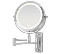 Specchio per trucco con luce LED e braccio orientabile in acciaio cromo