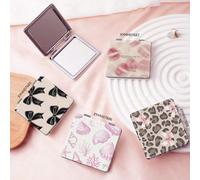 Specchio per trucco pieghevole a doppia faccia, specchio compatto portatile, specchio quadrato carino per studenti e ritocchi, economico, riempimento calze, trucco, strumenti per il trucco, roba econo