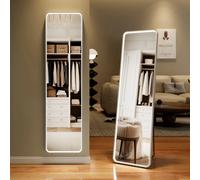 Specchio per tutto il corpo con illuminazione, COB-LED, specchio da parete, 3 colori chiari regolabile dimmerabile, specchio da pavimento con pulsante a sfioramento grande