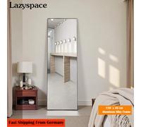Specchio per tutto il corpo Lazyspace 150x60 cm, specchio a figura intera con cornice in lega di alluminio nera, specchio da pavimento per camera da letto, soggiorno
