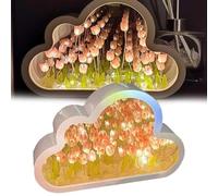 Specchio Petali Infiniti, Specchio Petalo Celestiale, Specchio Lampada Tulipano Nuvola, Specchio Nuvola Fiore Tulipano, Specchio Nuvola Tulipano Fai da Te Luce Notturna 20 Fiori Regalo Romantico (Col
