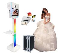 Specchio Photo Booth 15,6 pollici touch screen DSLR Selfie Photobooth macchina con luci RGB custodia da volo per feste, eventi, matrimoni (bianco + stampante)