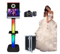 Specchio Photo Booth 15,6 pollici touch screen DSLR Selfie Photobooth macchina con luci RGB custodia da volo per feste, eventi, matrimoni (nero + fotocamera)