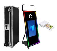 Specchio Photo Booth 65 pollici con custodia per volo, touch screen da 109 cm, specchio magico, macchina DSLR Photobooth selfie stand per feste di nozze eventi (cabina nera + stampante)