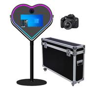 Specchio Photo Booth con APP Software Magic Selfie Station Shell Stand Photobooth Macchina Touch Screen con luce RGB e Trolley Flight Case per eventi (Nero C, macchin fotocamera)