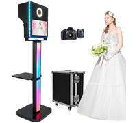 Specchio Photo Booth con fotocamera, portatile DSLR Photobooth macchina 15,6 pollici touch screen selfie RGB luci stand per eventi, matrimoni, compleanni, scuola, feste (colore nero + fotocamera)