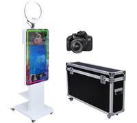 Specchio Photo Booth con schermo LCD touch screen da 21,5 pollici, mini PC integrato, luce ad anello RGB, condivisione e stampa, macchina fotografica per selfie, supporto per feste di nozze (cabina
