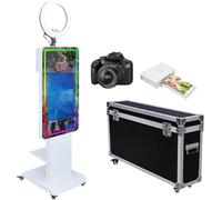 Specchio Photo Booth con schermo LCD touch screen da 21,5 pollici, mini PC integrato, luce ad anello RGB, condivisione e stampa, macchina fotografica per selfie, supporto per feste di nozze (set