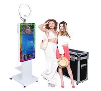 Specchio Photo Booth con schermo LCD touch screen da 21,5 pollici, mini PC integrato, luce ad anello RGB, condivisione e stampa, macchina per selfie con supporto per matrimoni, feste, eventi (cabina