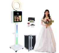 Specchio Photo Booth con stampante 15,6 pollici Touch Screen Portatile Specchio Magico DSLR Photobooth Macchina Selfie Luce per Eventi Matrimonio Feste Natale (+ Stampante)