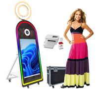 Specchio Photo Booth con stampante 43 pollici Touch Screen Portatile Specchio Magico Photobooth Macchina con Luci Selfie per Eventi Feste di Nozze Celebrazione