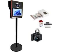 Specchio Photo Booth da 15,6 pollici, touch screen, specchio magico, cabina fotografica portatile DSLR Photobooth macchina per selfie per eventi, matrimoni, feste, danza, Natale (nero, set completo)