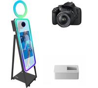 Specchio Photo Booth Magic Mirror Selfie Photobooth Macchina Touch Screen RGB Anello Luci e Telaio LED Portatile per Festa di Nozze Eventi Pack con Flight Case