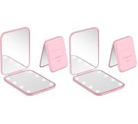 Specchio Portatile con Luce LED per Viaggio, Specchietto da Borsetta con Ingrandimento 1x/3x, Pieghevole Piccolo Specchio per Trucco per Portafoglio, Viaggio e Uso Quotidiano Ideale per a Regalo, Rosa