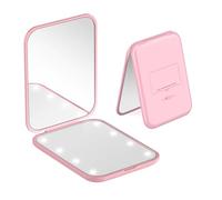 Specchio Portatile con Luce LED per Viaggio, Specchietto da Borsetta con Ingrandimento 1x/3x, Pieghevole Piccolo Specchio per Trucco per Portafoglio, Viaggio e Uso Quotidiano Ideale per a Regalo, Rosa