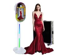 Specchio portatile da 15,6 pollici con luce RGB, supporto a specchio magico per selfie, photobooth macchina touch screen con custodia per feste (bianco, cabina fotografica)