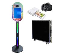 Specchio portatile da 15,6 pollici con luce RGB, supporto a specchio magico per selfie, photobooth macchina touch screen con custodia per feste (nero, cabina fotografica, mini stampante)