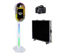 Specchio portatile da 15,6 pollici con luce RGB, supporto a specchio magico per selfie, photobooth macchina touch screen con custodia per feste (bianco, cabina fotografica + fotocamera)
