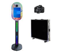 Specchio portatile da 15,6 pollici con luce RGB, supporto a specchio magico per selfie, photobooth macchina touch screen con custodia per feste (nero, cabina fotografica + fotocamera)